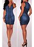 Women's Denim Button Down Front V Neckline Sleeveless Breast Pockets Dress - vmlfashion-com