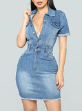 Women Denim hard Dress - vmlfashion-com