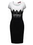 Women's Empire Waist Dress Lace Waist Area White Black Short Sleeves Dress - vmlfashion-com