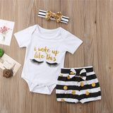 Emmababy Toddler Baby Boys Casual Romper T-Shirt Tops+Mini Bow Shorts+Headband 3Pcs Set Kids Clothes Outfits - vmlfashion-com