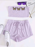 Womens Two Piece Set Tube Top and Short Pants Sets