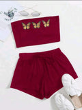 Womens Two Piece Set Tube Top and Short Pants Sets