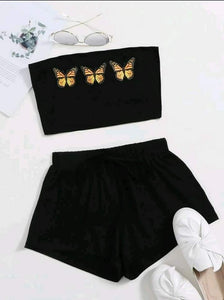 Womens Two Piece Set Tube Top and Short Pants Sets