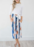 Women's Floral Printed Sash Tie Packet Long Sleeve Dress - vmlfashion-com