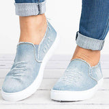 Women's Distressed Denim Slip On Casual Shoes - vmlfashion-com