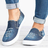 Women's Distressed Denim Slip On Casual Shoes - vmlfashion-com