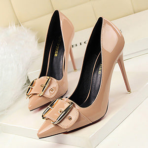 Women's Stiletto Heels Buckle Trim Pointed Toes High Heels - vmlfashion-com