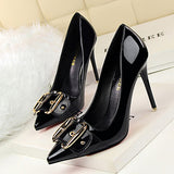 Women's Stiletto Heels Buckle Trim Pointed Toes High Heels - vmlfashion-com