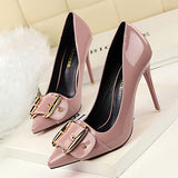 Women's Stiletto Heels Buckle Trim Pointed Toes High Heels - vmlfashion-com