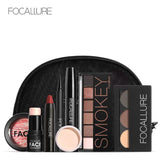 Focallure 8 pcs/set Makeup set including  Lipstick, eyeliner,Mascara, Eyeshadow, Eyebrow Powder,  Blush, Highlighter Cosmetics - vmlfashion-com