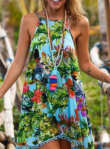 Women's Beach Dress With Tasseles Casual Themed Printed Dress - vmlfashion-com