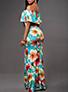 Women-Off-Shoulder-Floral-Print-Green-Dress - vmlfashion-com