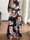 Women's Long sleeve Maxi Flowered Printed Dress - vmlfashion-com