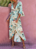 Women's Large Front Cut Skirt Floral Wrap Dress - vmlfashion-com