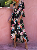 Women's Large Front Cut Skirt Floral Wrap Dress - vmlfashion-com