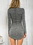 Women's Gray Short Crisscross Bodyfit V Neckline Long Sleeve Dress - vmlfashion-com