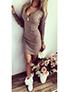 Women Long Sleeved Mini Dress Zipper V Neck - vmlfashion-com