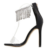 Women's Ankle Strap Tassel Top Stiletto High Heel - vmlfashion-com