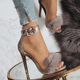 Women's Stilettos Pom Pom Buckle Ankle - vmlfashion-com