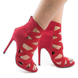 Women's Crossed Strap Stiletto Sandals High Heels Shoes - vmlfashion-com