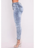 Women's High Rise Damaged Blue Jeans - vmlfashion-com