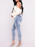 Women's High Rise Damaged Blue Jeans - vmlfashion-com