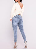 Women's High Rise Damaged Blue Jeans - vmlfashion-com