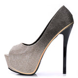 Women's Sophisticated Glitter High Heels Shoes Two Color - vmlfashion-com