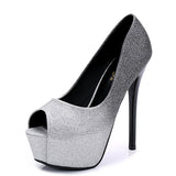 Women's Sophisticated Glitter High Heels Shoes Two Color - vmlfashion-com