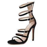 Women's Gold Colored Stilettos Sexy High Heels Shoes Gladiator Style Buckles - vmlfashion-com