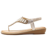 Women's Micro Heel Bead Embellished Thong Style Sandals - vmlfashion-com