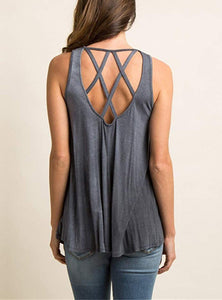 Women's Crisscross Strap Sleeveless Tank Top - vmlfashion-com