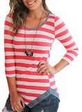 Women's Button Trin Striped Top - vmlfashion-com