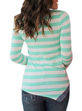 Women's Button Trin Striped Top - vmlfashion-com