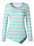 Women's Button Trin Striped Top - vmlfashion-com