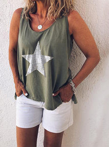 Women's Silver Star Sleeveless Tank - vmlfashion-com