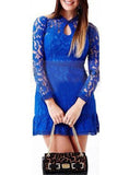 Women Lace Dress Long Sleeves Short Mini Length Dress - vmlfashion-com