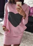 Women Heart Print On Front Long Sleeve - vmlfashion-com