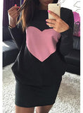 Women Heart Print On Front Long Sleeve - vmlfashion-com