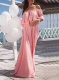 Women Off Shoulder  Dress -  Length Sleeves - vmlfashion-com