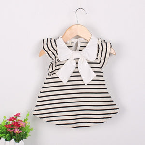 Hot 2018 Sale Sleeveless Big Bow Cute Multicolour Summer New Girl Clothes Stripes Sleeves Sling Sweet Baby Dress Birthday Dresse - vmlfashion-com