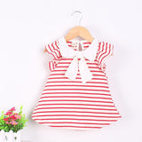 Hot 2018 Sale Sleeveless Big Bow Cute Multicolour Summer New Girl Clothes Stripes Sleeves Sling Sweet Baby Dress Birthday Dresse - vmlfashion-com