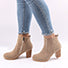 Women's Faux Suede Zipped Ankle Boots with Stack Heels - vmlfashion-com