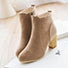 Women's Faux Suede Zipped Ankle Boots with Stack Heels - vmlfashion-com