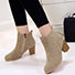 Women's Faux Suede Zipped Ankle Boots with Stack Heels - vmlfashion-com