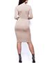 Women's Long Sleeve Wrapped Hips Waistband V Neckline Knee Length Dress - vmlfashion-com