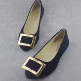 Women's Gold Buckle Velvet Flats Bootie - vmlfashion-com