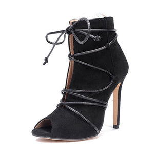 Women's Boots Stilettos Laces Outer Section high Heels - vmlfashion-com