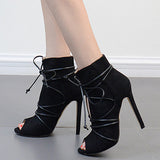 Women's Boots Stilettos Laces Outer Section high Heels - vmlfashion-com