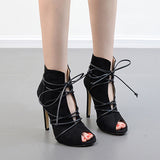 Women's Boots Stilettos Laces Outer Section high Heels - vmlfashion-com